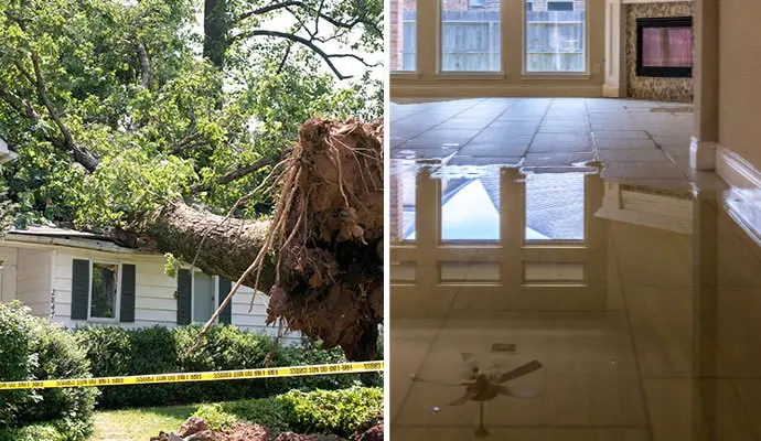Roof damage on an Olympia, WA home letting rain into the attic